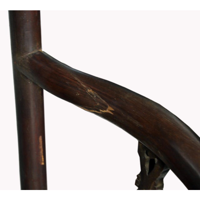 Chinese Chinese Hand-Carved Yumu Wood Armchair With Painted Scenes For Sale - Image 3 of 8