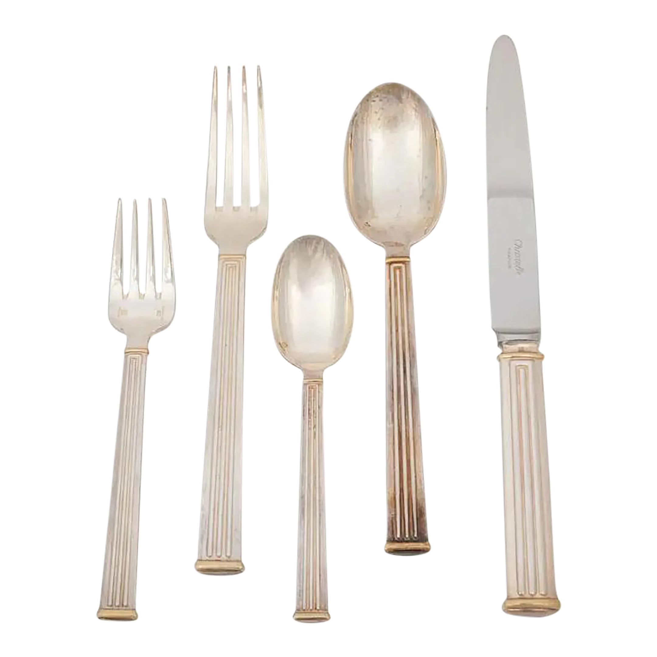 Late 20th Century Christofle Triade Gold Flatware Service for 8