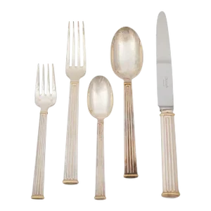 Late 20th Century Christofle Triade Gold Flatware Service for 8 - Set of 40