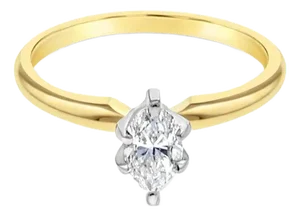 Marquise Half Carat Solitaire Diamond Engagement Ring, Size 8