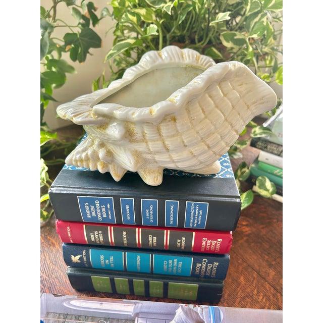 Nautical Vintage White Ceramic Conch Shell Planter For Sale - Image 3 of 10