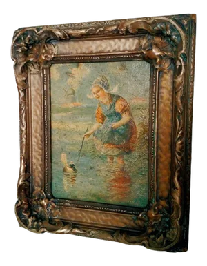 Late 19th Century Dutch Figurative Landscape Oil Painting by Francis William Van Vreeland, Framed