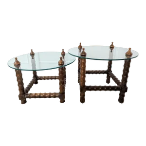 Mid 20th Century Spanish Revival Round Accent Tables - a Pair
