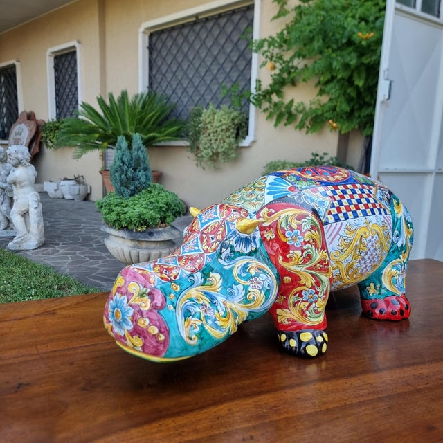 2000 - 2009 Sicilian Artist, Hippopotamus, 2000, Hand-Glazed Ceramic For Sale - Image 5 of 12
