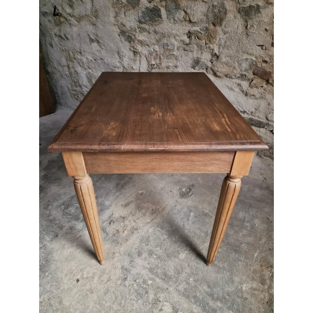 Vintage French Oak Desk and Bistro Chair in Beech, 1930, Set of 2 For Sale - Image 6 of 18