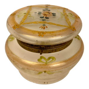 French Art Nouveau Enameled Glass Trinket or Jewelry Box by Legras Glassworks