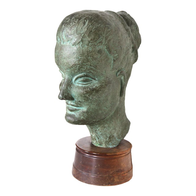 Woman with Bun Head Sculpture by Ruth Gutman For Sale