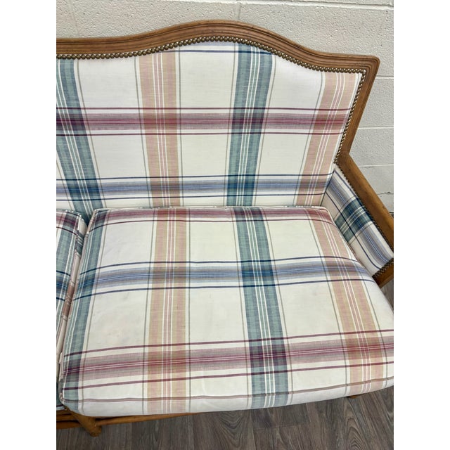 Vintage Isenhour Furniture MCM Ficks Reed Style Rattan Camelback Sofa For Sale - Image 9 of 14