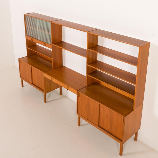 Brown Free-Standing Wall Unit with Desk by Bertil Fridhagen for Bodafors, Sweden, 1960s For Sale - Image 8 of 18