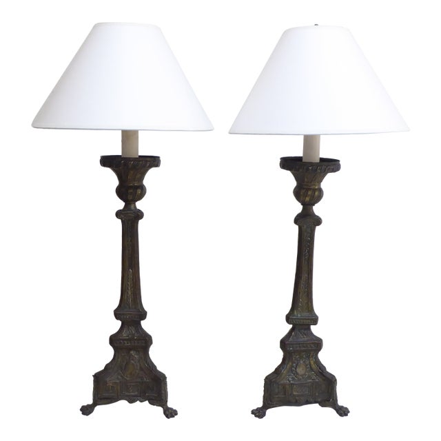 19th Century Pricket Lamps - A Pair For Sale
