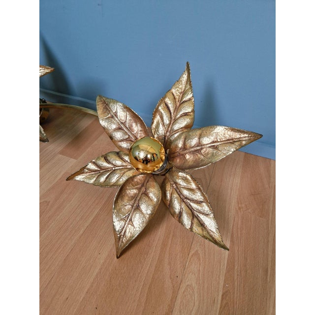 1970s Large Floral Wall Light attributed to Willy Daro for Massive, Belgium, 1970s For Sale - Image 5 of 18