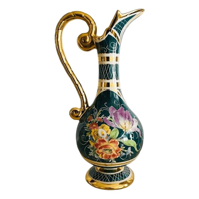Vintage Baroque Floral Vase by H. Bequet 1950s For Sale