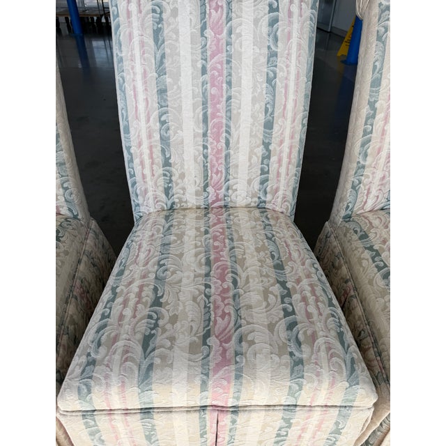 Textile Vintage Designmaster Skirted Parsons Chairs With Bow Tie Backs, Set of 7 For Sale - Image 7 of 14