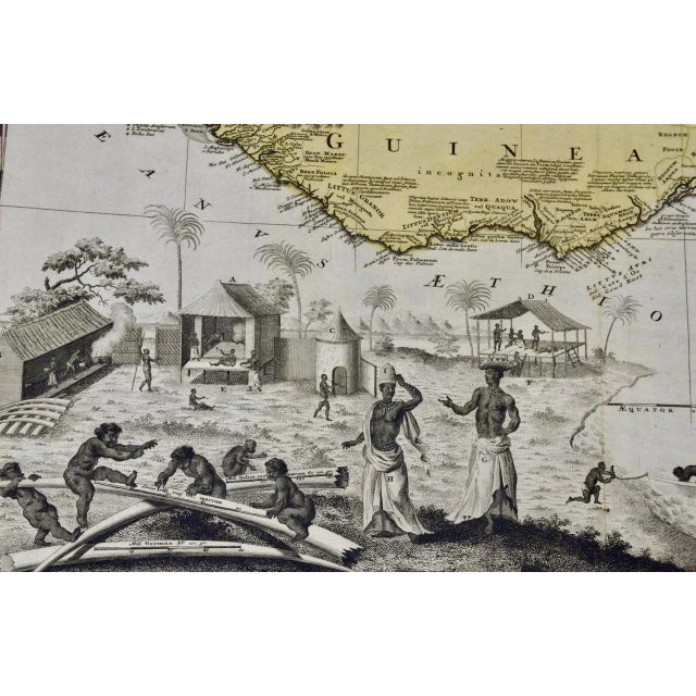 This is a scarce richly hand colored copper plate engraved map of Africa entitled "Guinea Propria, nec non Nigritiae vel...