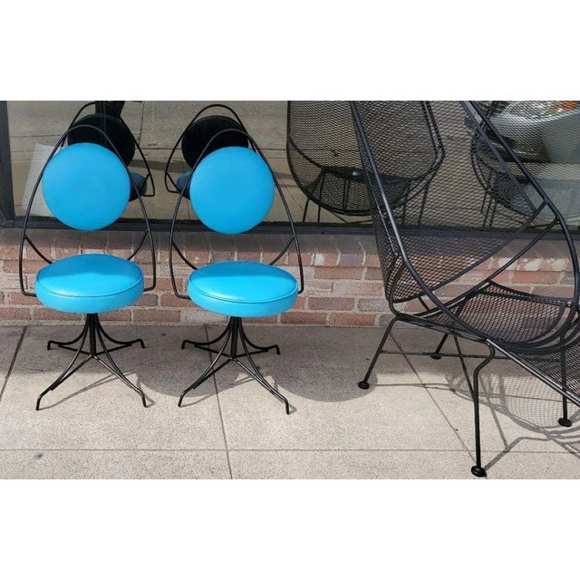 1950s 1950s Black and Blue Swivel Side Chairs Styled After John Risley - Set of 2 For Sale - Image 5 of 13