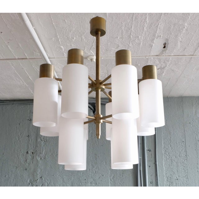 Brass Chandelier with Opaline Shades by Hans-Agne Jakobsson, 1960s For Sale - Image 11 of 11