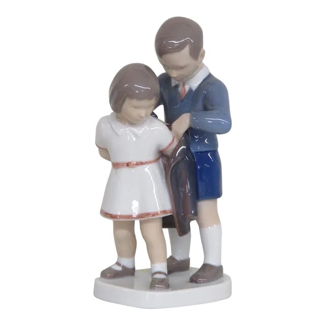 Bing and Grondahl 2312 Young Gentleman Boy and Girl Porcelain Figurine For Sale