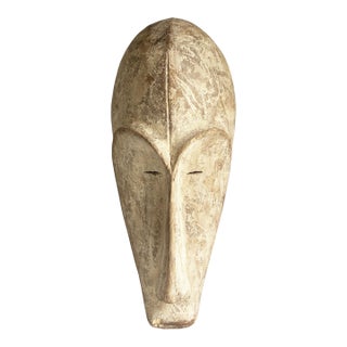 Vintage African Fang Elongated Face Wooden Mask Gabon 19" H For Sale