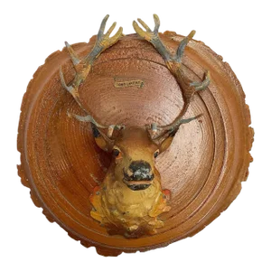 Vintage Long Lake, New York Souvenir Weirdwood Plaque With Deer