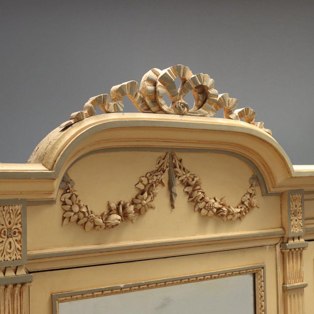 Wood Neoclassical Style Wardrobe in Lacquered Cherry and Walnut For Sale - Image 7 of 13