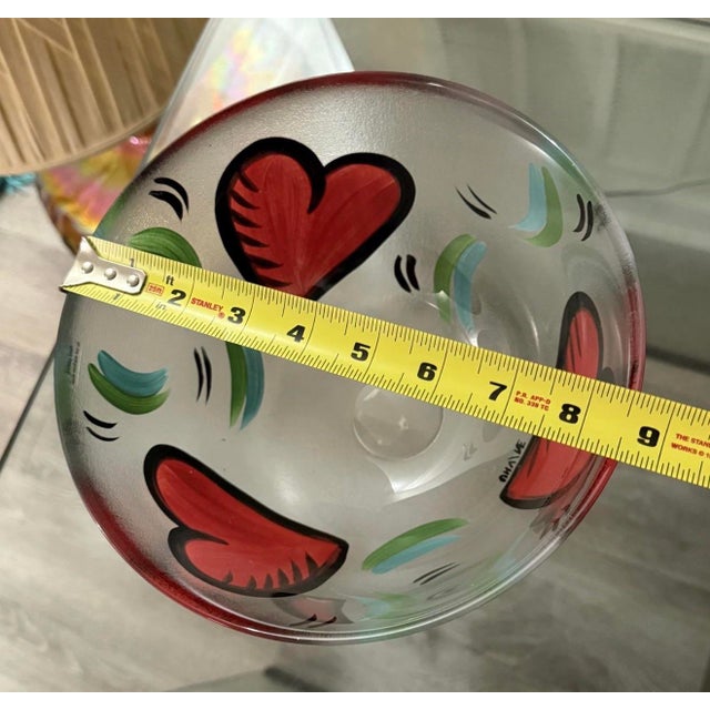 1970s Kosta Boda Signed Ulrica Hyman Vallien Hand Painted Heart Plate & Bowl For Sale - Image 9 of 9