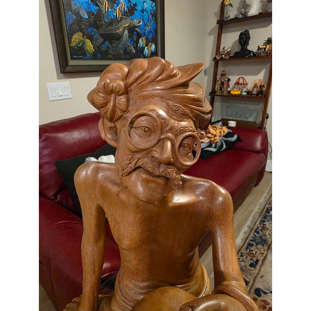 Tan Mid-Century Balinese Modernist Hand-Carved Hardwood Sculpture Attributed to Ketut Rodja For Sale - Image 8 of 12