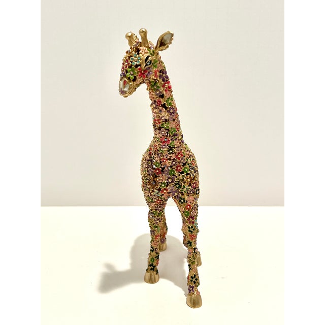 Jay Strongwater Goodwin Mille Fiori Giraffe Figurine Limited Edition 115/350, Swarovski Crystal & Enamel, 14K Gold Finish...