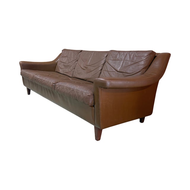 Mid 20th Century Danish Leather 3-Seater Sofa, Denmark, 1960s For Sale - Image 5 of 5