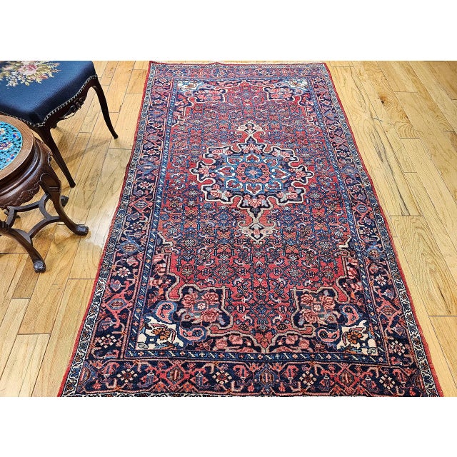 Vintage Persian Bidjar Rug, Hand-Knotted Wool, Geometric Pattern, Red & Blue, 5x8 For Sale - Image 14 of 18