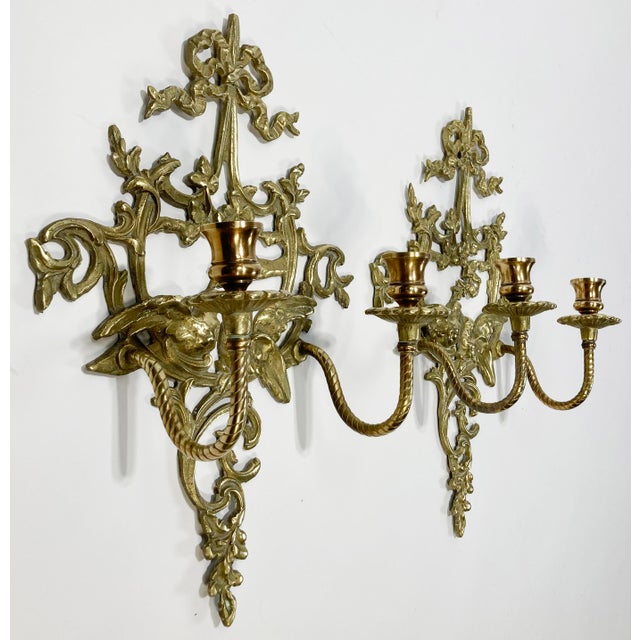 Figurative Vintage Brass Lovebird Wall Mount Candle Sconces, a Pair For Sale - Image 3 of 8
