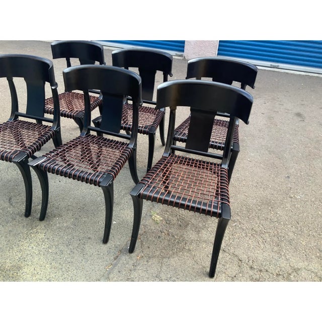 Stunning set of 6 Klismos style dining chairs. Set is well made . Solid wood, alder. Finish is in impeccable condition....