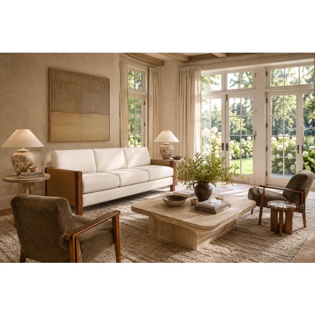 Wood Sergio Rodrigues "Millor" Sofa in Rosewood, Leather & Textured Fabric, Brazil, 1960s For Sale - Image 7 of 18