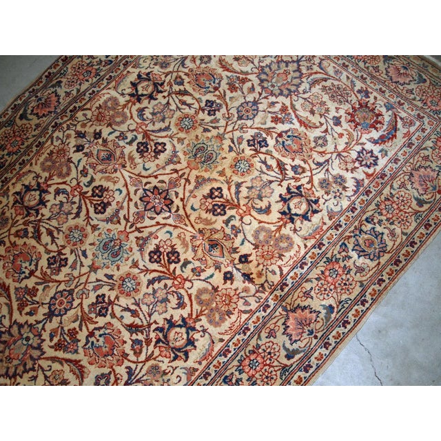 Persian Early 20th Century Handmade Antique Persian Kashan Rug For Sale - Image 3 of 8