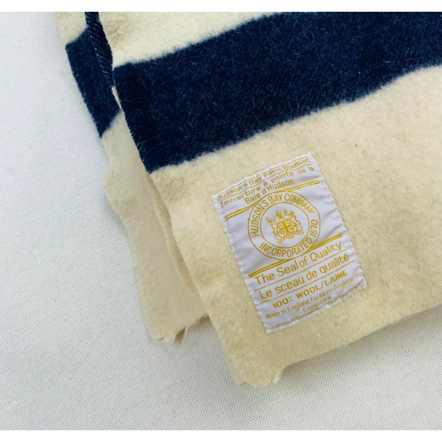 1950s Vintage Hudsons Bay 4 Point Wool Blanket For Sale - Image 5 of 10