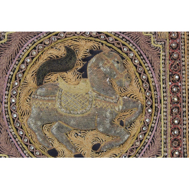 Glass Pasargad DC Hand Made India Beaded Gazelle Raised Wall Art - A Pair For Sale - Image 7 of 12