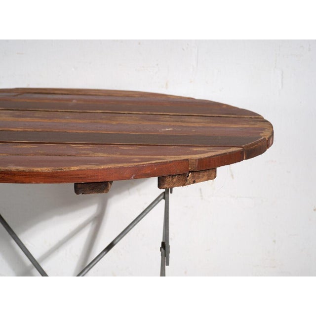 Wood Antique Folding Garden Table in Wood and Iron, Central Europe, 1950 For Sale - Image 7 of 11