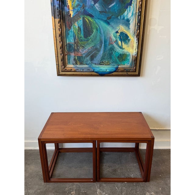 Vintage Hovmand Style Set of 3 Teak Nesting Tables For Sale In Los Angeles - Image 6 of 11