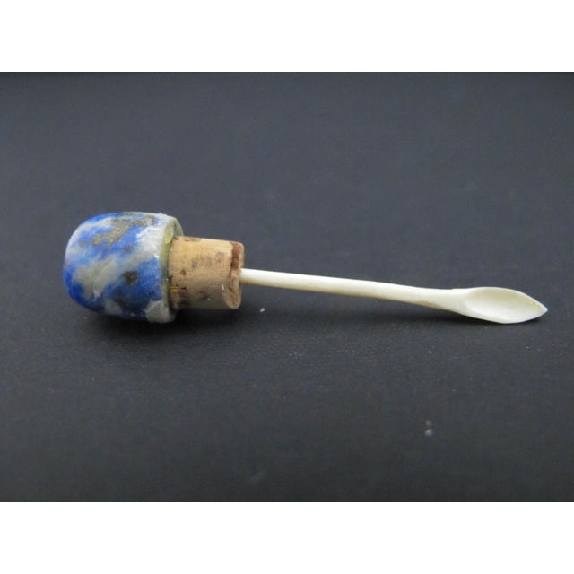 Blue Chinese Carved Natural Lapis Lazuli Leaves Snuff Bottle For Sale - Image 8 of 10