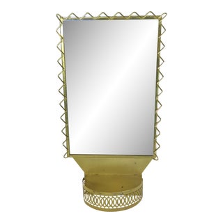 Vintage Zig-Zag Design Mirror with Plant Holder For Sale