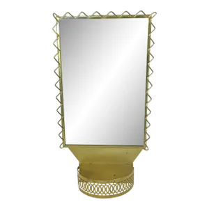 Vintage Zig-Zag Design Mirror with Plant Holder
