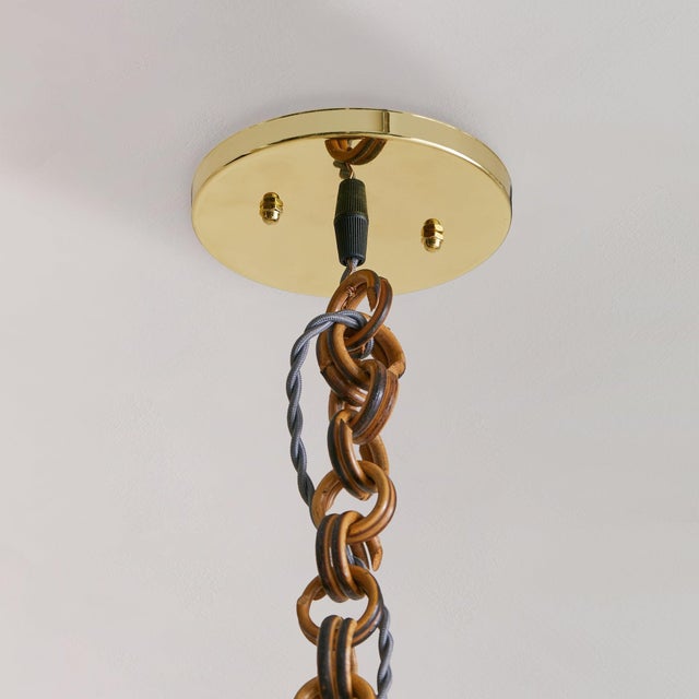 Contemporary 1960s Italian Bamboo Lantern Pendant in Manner of Franco Albini For Sale - Image 3 of 7