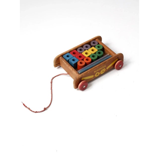 Vintage Playskool Wagon With Toy Blocks For Sale - Image 9 of 9