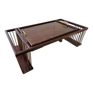 Vintage Mahogany Wood Breakfast Tray For Sale