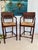 Coastal 1990s Pair of Mahogany Counter Stools-Woven Rush Seat-Ornate Carving Back-High Quality Special Armchairs For Sale - Image 3 of 11