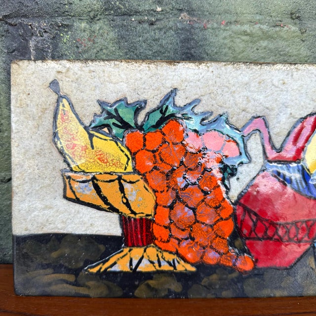Unsigned Glazed Ceramic Still Life Wall Hanging Art For Sale - Image 4 of 12