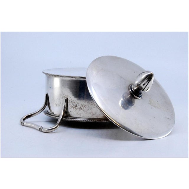 Small Pot in Silver with Knob Lid and Handles For Sale - Image 4 of 10