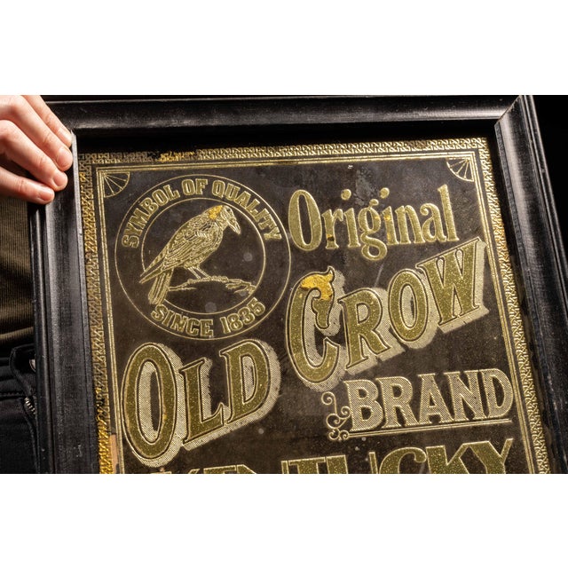 1910s Pre-Prohibition Old Crow Whiskey Gold Leaf Rog Advertising Sign For Sale - Image 5 of 7