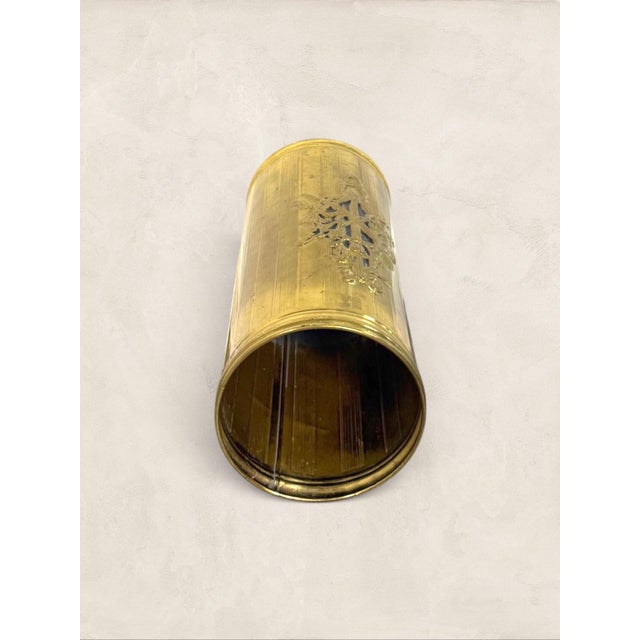 Vintage English Brass Embossed Umbrella Stand For Sale - Image 9 of 9