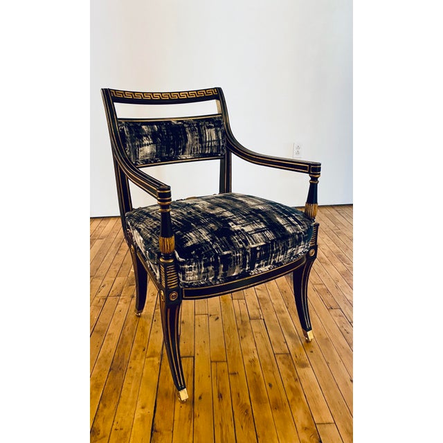 Black 1940s Regency Greek Revival Klismos Armchair For Sale - Image 8 of 8
