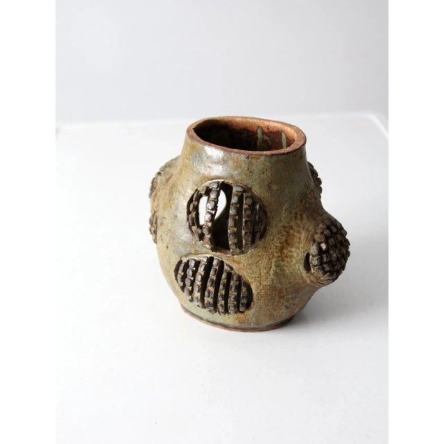 Vintage Free Form Studio Pottery Vase For Sale - Image 10 of 13